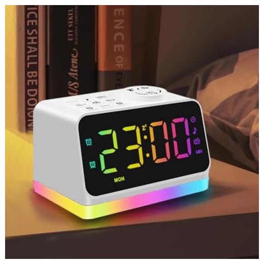 JALL Digital Alarm Clock with FM Radio for Bedroom, 8 Colors Night Light with 2 Charging Port, Sleep Sound Machines with Timer, Dual Alarm, Loud Alarm and Easy to Use for Seniors and Kids as Gift