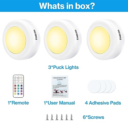 Cadrim RGB Schrankleuchten mit 2 Fernbedienung,LED Schrankbeleuchtung Nachtlicht Schranklicht 13 Farben RGB Schrank Lichter,Batteriebetriebene Schrankleuchten Beleuchtung Dimmbar (weiß 3)
