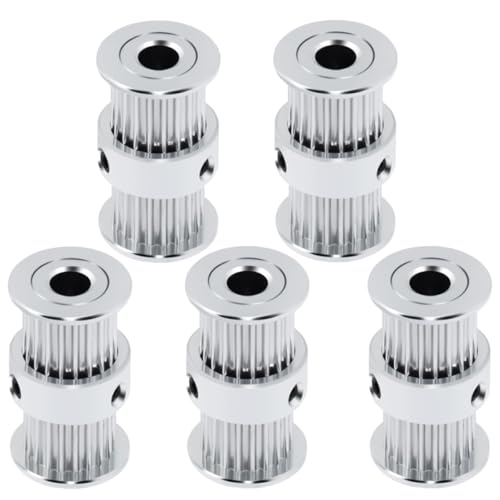 HOMOCONO 5pcs 20 2gt Idler Pulley 20 Teeth Idler Pulley Aluminum Synchronous Wheel 2gt 20 Teeth Gear Timing Belt Timing Pulley Wheel Mechanic Belt Iidler Pulley 20 Teeth Silver