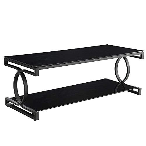 Benjara , Black Metal And Glass Coffee Set With Two End Tables, Pack O Benjara , Black Metal And Glass Coffee Set With Two End Tables, Pack O