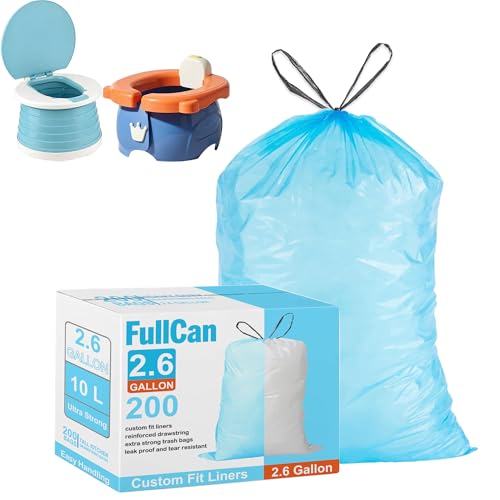 Image of 200 Count Portable Travel Potty Chair Liners with Reinforced Drawstring for Training Toilet Seat Potty Bags Blue Heavy Duty Trash Bags for Kids Toddlers 200 TOTAL