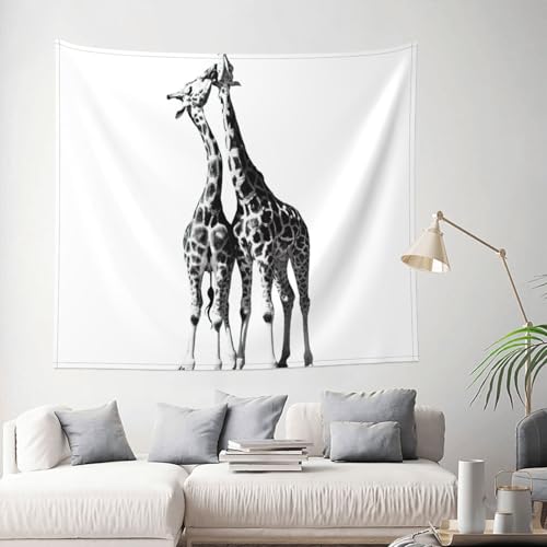 Grande tapisserie girafe africaine décoration murale suspendue chambre adulte et ado 152x130 - 2