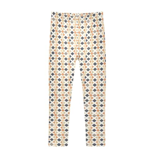 ZZKKO Girls Leggings Abstract Orange Geometric Toddler Girls Clothes Leggings for Girl Toddler Girl Trousers