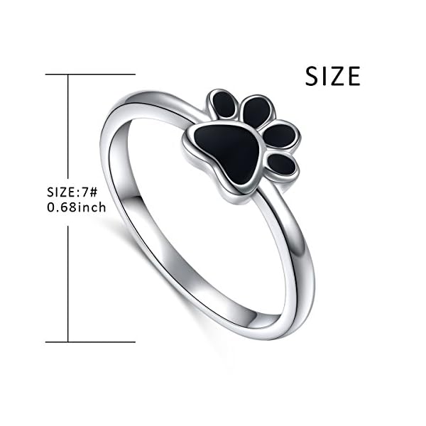 S925-Sterling-Silver-Jewelry-Puppy-Dog-Cat-Pet-Paw-Print-Ring-Size-678 S925 Sterling Silver Jewelry Puppy Dog Cat Pet Paw Print Ring (Black, 8)