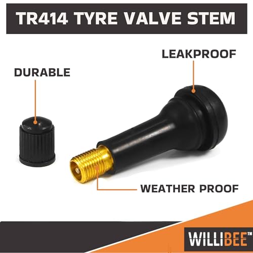Image of WILLIBEE TR414 Tyre Valve Stem, EPDM Rubber Tubeless Tire Valve Stem for Car (TR414-5Pcs)
