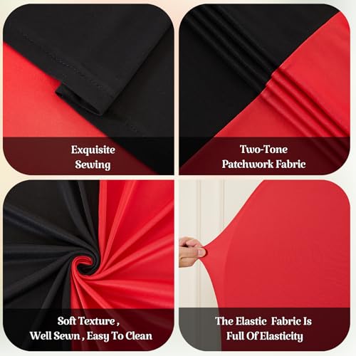 Image of Red Black Arch Backdrop Cover for Wedding, Set of 2 Stretchy Spandex Fitted Arch Stand Cover for Baby Shower, Birthday Party Decor, Chiara Backdrop Cover with Double-Sided Design(7.2FT 6FT)