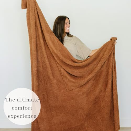 Image of Saranoni Bamboni Luxury Throw Blanket | Oversized Super Soft Plush Home Decorative Comfy Blankets for Couch or Bed | Caramel - X-Large 60 inch x 80 inch
