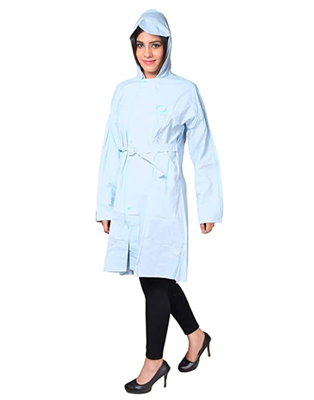Fancy Blue Girls/Ladies Raincoat with Side Pocket, One-Piece Light Weight Raincoat-image-6