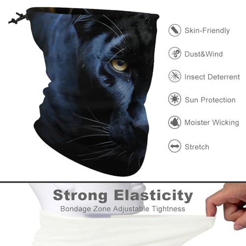 Panther With Blue Eyes Face Mask Sun Dust Protection Neck Gaiter Scarf Face Covering Headwear Bandana for Men Women3