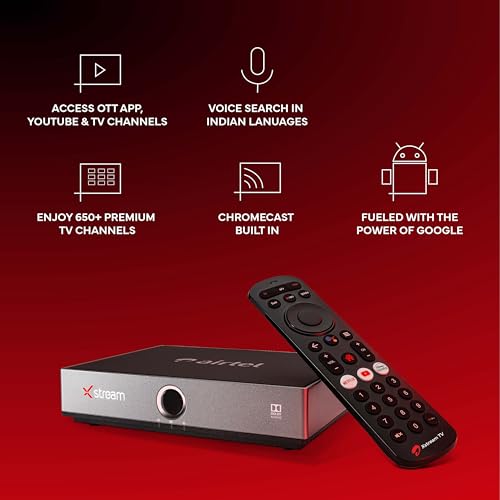 Image of Airtel Xstream Box with Dish Antenna | Android TV Box | Pay 3600 and get 3600 Cashback| Standard Installation (Hindi Entertainment Pack)
