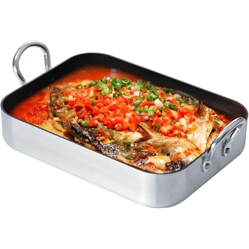 KACBFEE Sartén Antiadherente Rectangular de 45 x 35 cm para Pescado y Pollo a la Parrilla, Platos y Fuentes (Grande)
