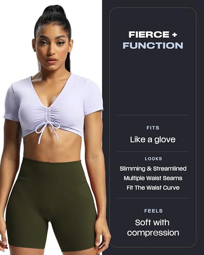Image of Aoxjox Trinity Workout Biker Shorts for Women Tummy Control High Waisted Exercise Athletic Gym Running Yoga Shorts 6 inch
