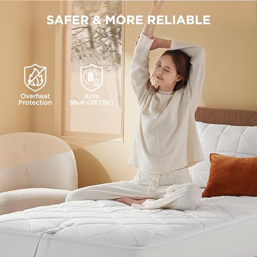 Bedsure Heated Mattress Pad Full - Bed Warmer with Memory & Preheat Functions, 12-Hour Auto Off & 10 Heat Settings, Single Controller, Fast Heating, Brushed Electric Mattress Pad Full, 54"x75"