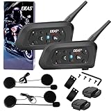 Motorcycle Intercom Bluetooth Helmet Headset ESoku V6 BT 1200 Meter Full Duplex Motobike Wireless Headphone 6 Riders Communicator Talk for Skiing Motorbike Camping (2 Sets)