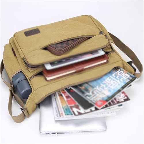 Sling Vintage Shoulder Bag for Men, Canvas, Messenger Crossbody Bag, Multi Pocket, for Travel Work Busines, 13 * 10.6in 6