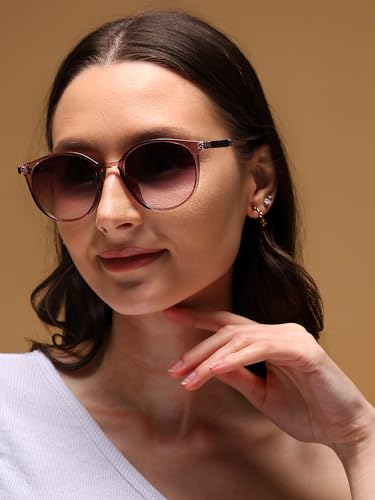 Image of Voyage UV Protected Brown Round Sunglasses for Women