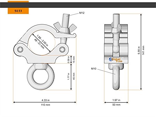 Global Truss Half Coupler Eye 48-51/50/200kg schwarz