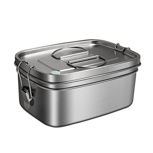 Afranti Boîte à Bento en Acier Inoxydable, Boîte à Lunch Déjeuner 2 Couches pour Enfants et Adultes, sans BPA, Lunch Box pour le Pique-nique École Travail Cover