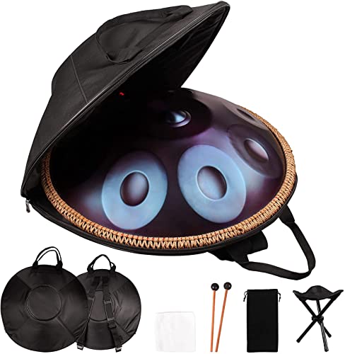 Harmonic-Hand-pan-Drum12-Notes-22-Inch-Steel-Tongue-Drumwith-Carry-BagsDrum-Stand-and-Malletfor-Sound-Healing-Personal-MeditationYogaColorPurple