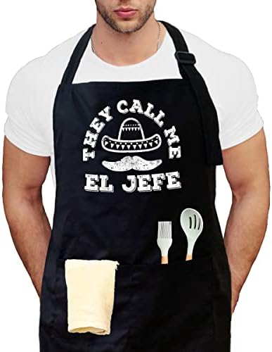 They Call Me El Jefe Cinco De Mayo Party Gift Kitchen Apron - Great Gift for Your Friend, Your Family's Member – Black