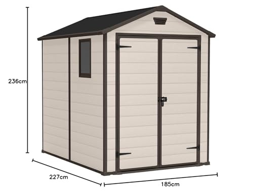 Apex Double Door Garden Storage Shed 6 x 8ft Beige Brown Wood effect | Fade Free | All Weather Resistant | Safe and Secure | - Image 7