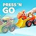 JOYIN Baby Car Toy for 1 2 3 Years Old Boys Girls, Dinosaur Truck Toys for Toddlers, Transforming Robot for Toddlers, 4 Pack Construction Vehicles Set, Dinosaur Racing Car Playset, Press & Go