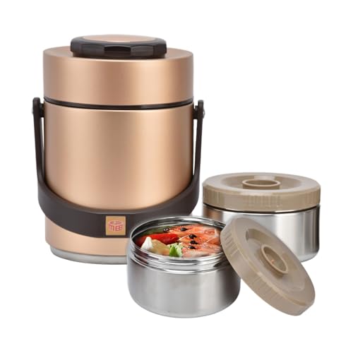 Caja de almuerzo aislada, caja de almuerzo de acero inoxidable, caja de almuerzo térmica apilable, contenedor de alimentos impermeable, recipientes de almuerzo de 2 capas para adultos (JwtheeyHZ8-12)