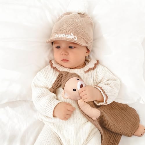Image of lulumoon Bear Baby Security Blanket: Skin-Friendly Muslin Snuggle Lovey for Travel & Daycare - Newborn Gift for Baby Shower