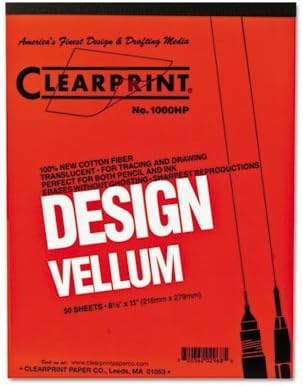 Design Vellum Paper, 16lb, White, 8-1/2 x 11, 50 Sheets/Pad