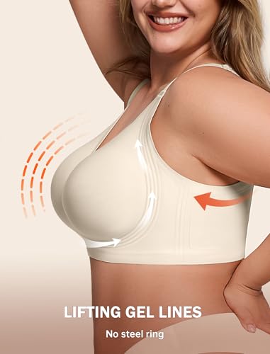 Image of LetsJoli Bras for Women Supportive Wireless Push Up Bra Full Coverage No Underwire Seamless Plus Size for Older Women