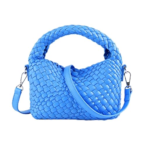Image of Woven Crossbody Bag Small Tote Cute Purse for Women,Top Handle Handbag Pu Leather Shoulderbag with Detachable Strap