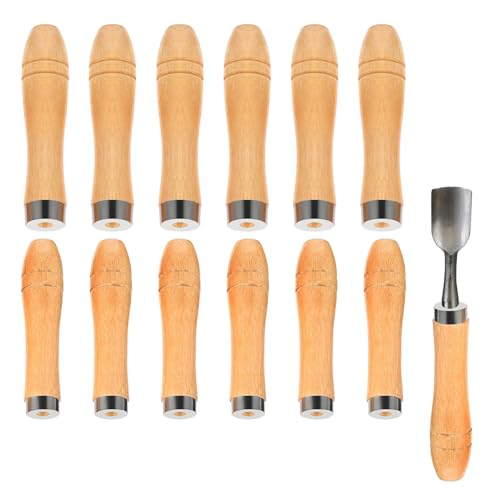 12 Stück Feilenheft,Holzgriff,Feilengriff,Feilenheft Holz,Feilenschneidewerkzeug-Griff,Holzgriff Mit Starken Metallhalsbändern,Holzfeilengriff Holz Für Feilengriff, Holzbearbeitung Und Meißeln