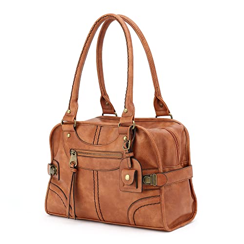 Scarleton Vintage Purses for Women, Top Handle Satchel Bag, Multi Pocket Crossbody Bags for Women, Shoulder Bag Tote, H106825 - Camel Orange