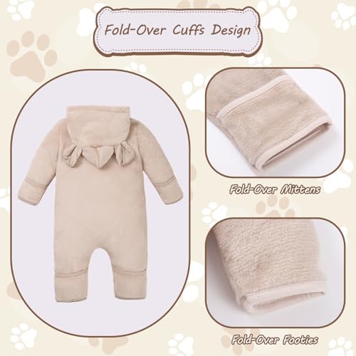 Newborn Snowsuit Baby Boy Bear Outfit Infant Girls Fleece Warm Jumpsuit Romper Winter Hooded Clothes2