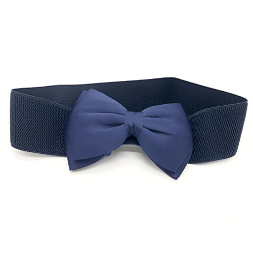 Elastic Stretch Corset Waist Belts Wide Bow-Knot Dress for Womens/Girls (Dark Blue)4