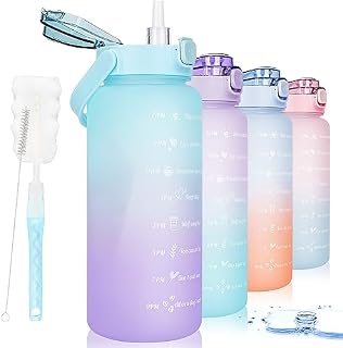 GXCROR Water Bottle 2L BPA Free Sport Drinks Bottle with Portable Handle 2 litre water bottle with Time Marking & Lock Cover, Leak Proof,for Gym, School,Outdoor,Sports,Fitness& Office