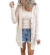 JOCAFIYE Damen Cardigan Lang Dünne Jacke Langarm Leichter Cardigan Elegante Schulterjacke Top Cas...