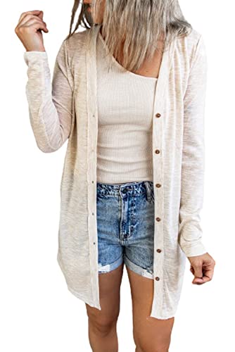 JOCAFIYE Damen Lässig Cardigan Langarm Einfarbig Longshirt Lose Leichte...