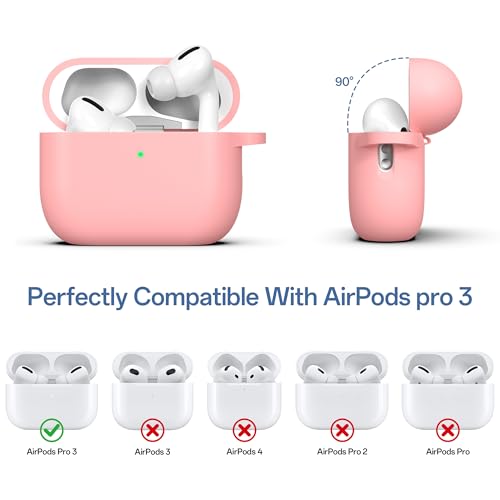 Image of Meliya for AirPods Pro 3 Case 2025 with Cleaner Kit, Soft Silicone Protective Case for Apple AirPods Pro 3rd Generation with Keychain & Lanyard for Women Men (Pink, Airpods Pro 3 2025)