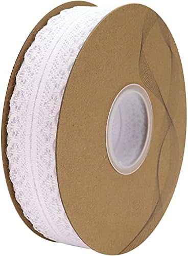 Nsilu Floral Pattern Fabric Lace Ribbon Trim for Sewing& Crafts Hair Bow Making, Gift Package Wrapping 1 Inch Wide (White, 50 Yards)
