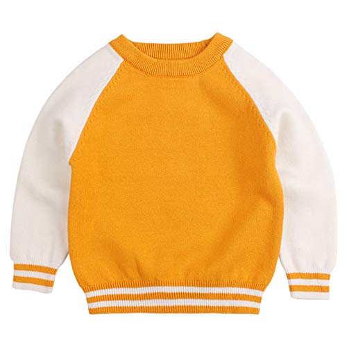 Suéter casual de malha para bebês com manga comprida e gola redonda para meninos e meninas 1-5Y da P