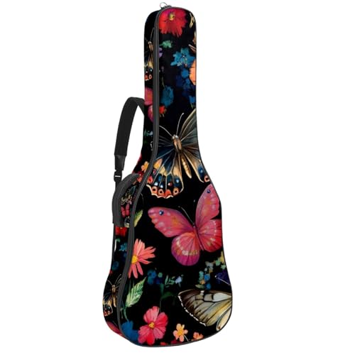 Housse guitare acoustique 109 cm fleurie en tissu Oxford imperméable