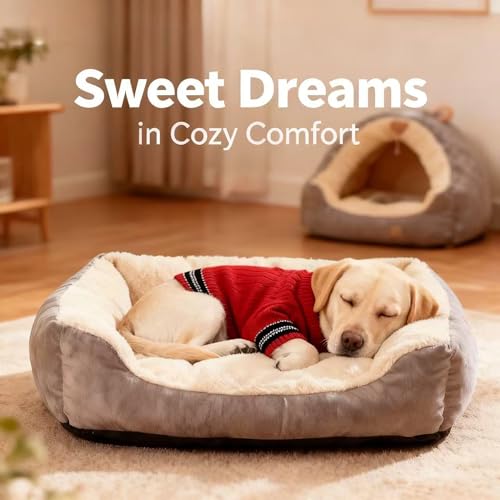 Image of Small /Medium Dog Sweater, Warm Dog Winter Coat w /Sleeves, Comfortable High Neck & Leash Hole, Premium Dog Clothes for Labrador-Best for Holidays, Daily Walks XL Bright Red