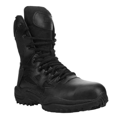 Reebok mens Rapid Response Rb Safety Toe 8" Stealth With Side Zipper Industrial Construction Boot, Black, 3.5 Wide US2