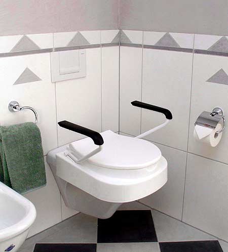 Rialzo per sedile WC con braccioli, regolabile in altezza