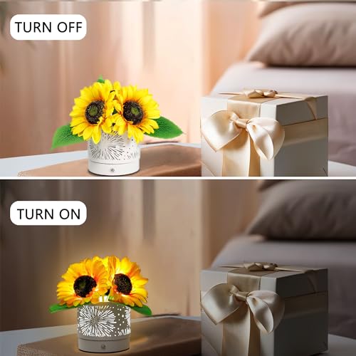Image of Sunflower Lamp Gifts for Women, Night Light Flower Lamp Decor for Bedroom Office Weeding Bar, Valentine's Mothers Day Christmas Birthday Gifts for Women Mom Daughter Friend Girlfriend