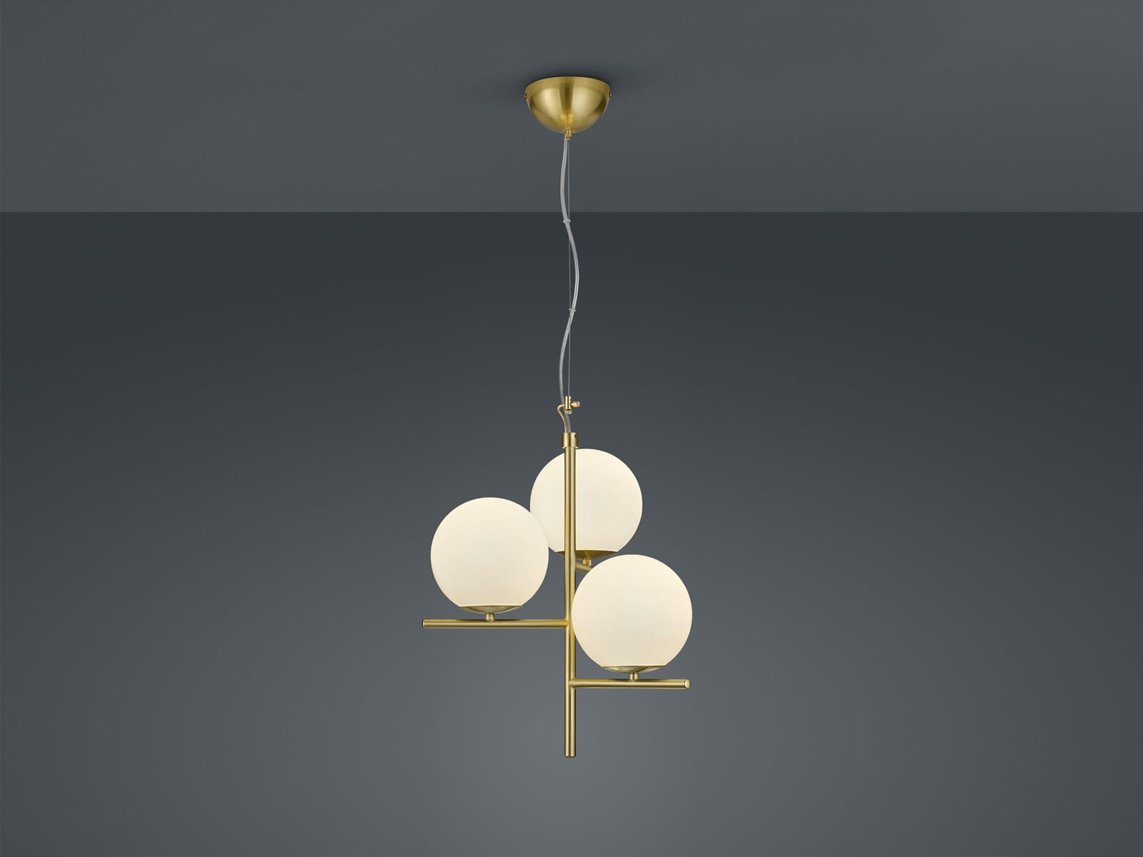 Trio Leuchten Lampada a sospensione flore - Art déco - Metallo,Vetro - Oro/Bianco - Sfera/Oblungo Max. 3 x 28