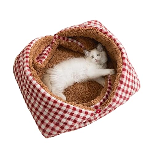 Yukelu 室内用 猫 ベッド | 洞穴風スリーピングネスト 折りたたみ保温マット - 猫用ベッドケーブ,子猫 子犬 小型犬 動物 旅行 冬用