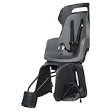 BOBIKE 8012700005 - Silla Trasera GO Maxi con Sistema reclinable para Bicicletas con Ruedas de 26” a 29” Apta para niños con Peso máximo de 22kg con Anclaje en el Cuadro en Color Gris Macarrón