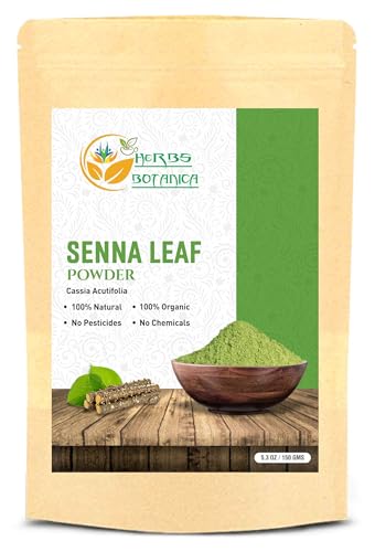 Herbs Botanica Senna Leaf Powder 150 GMS, 5.29 Ounce (Pack of 1)